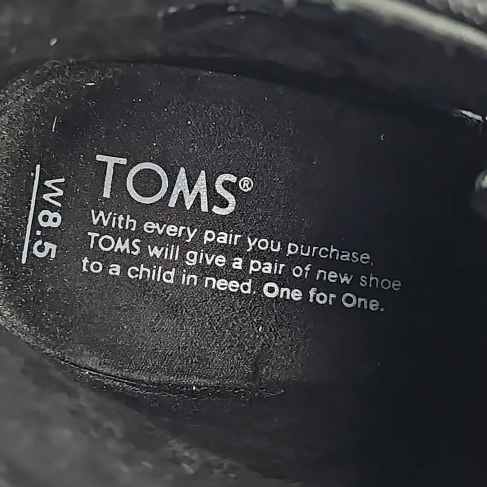 Toms Desert Wedge Linen Tweed Black White Metallic Gold Lace-up Ankle Bootie